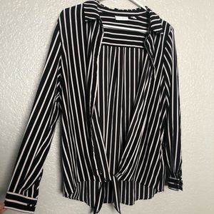 Pinstriped Long Sleeve Button-Up by Susan Graver